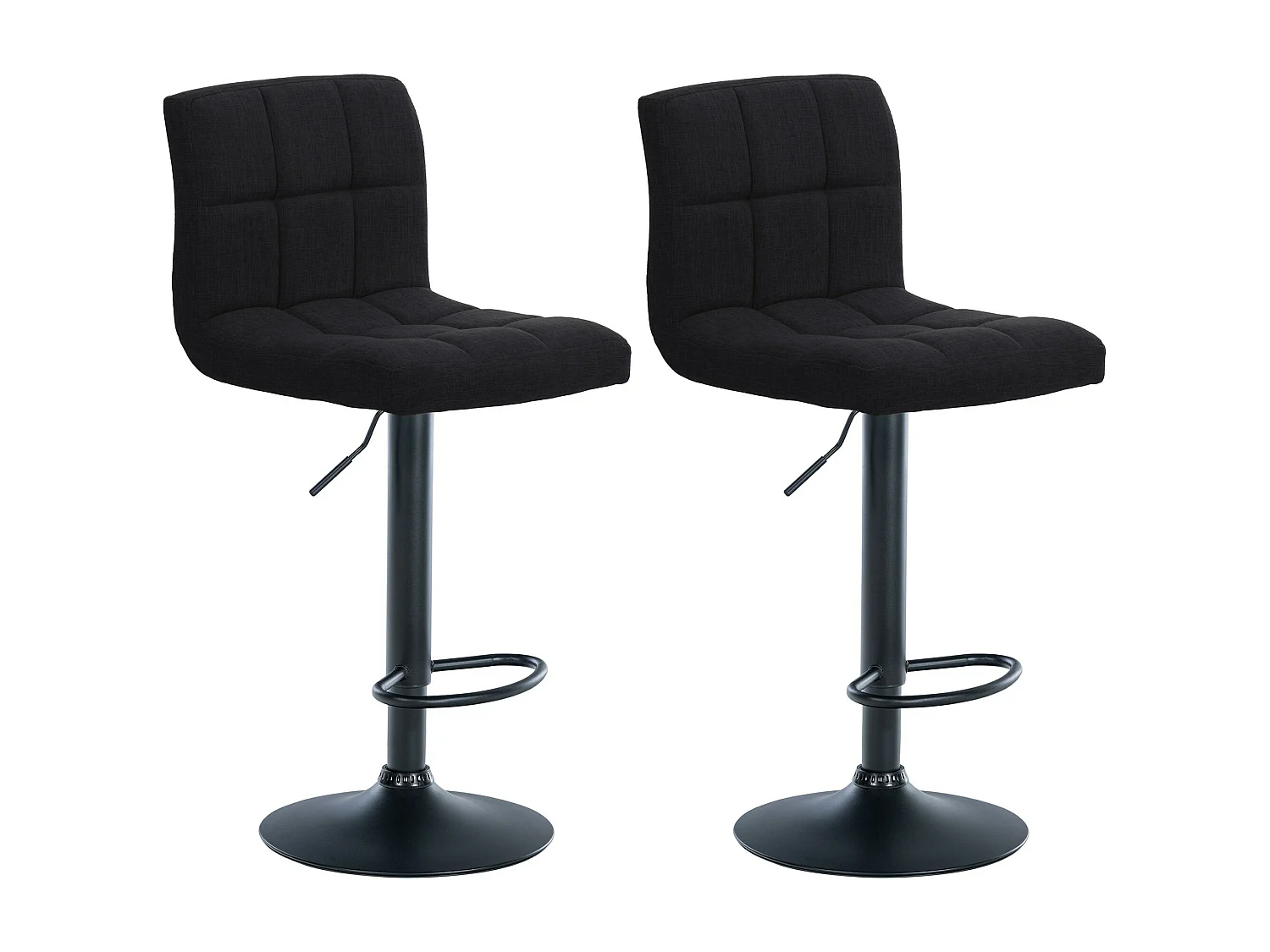Lot de 2  Tabouret de bar - Tissu & Métal noir mat - Noir - Calma