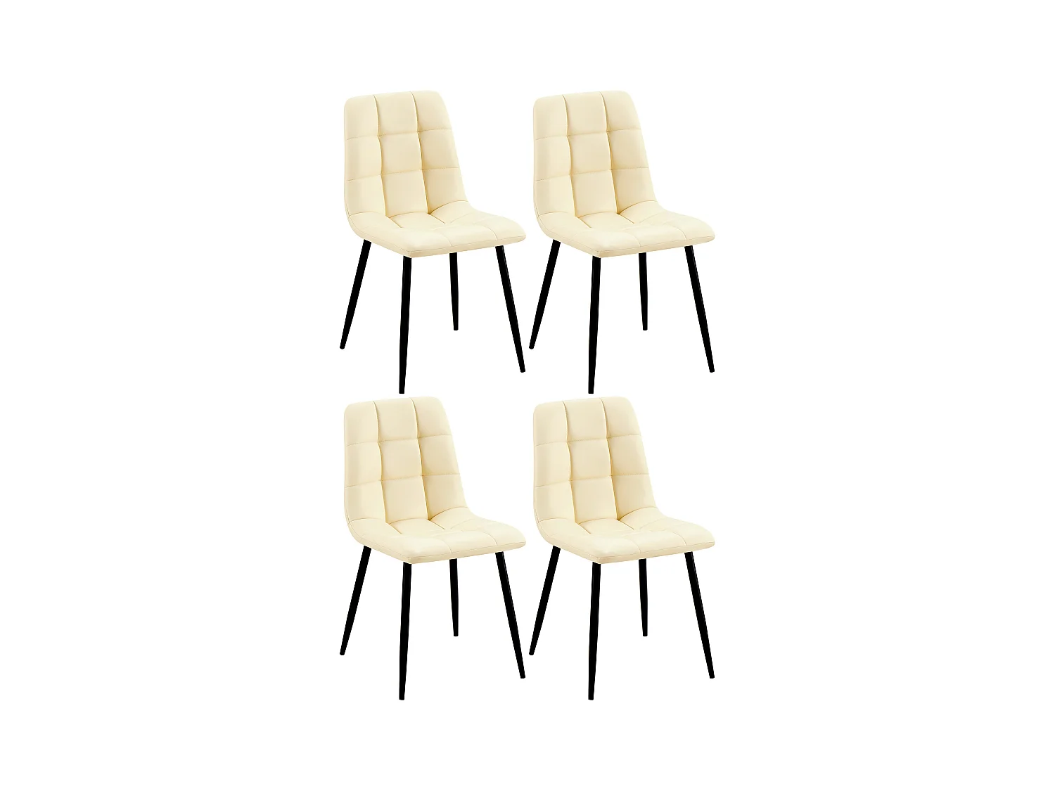 Lot de 4  chaise salle à manger - Similicuir - Crème - Antibes