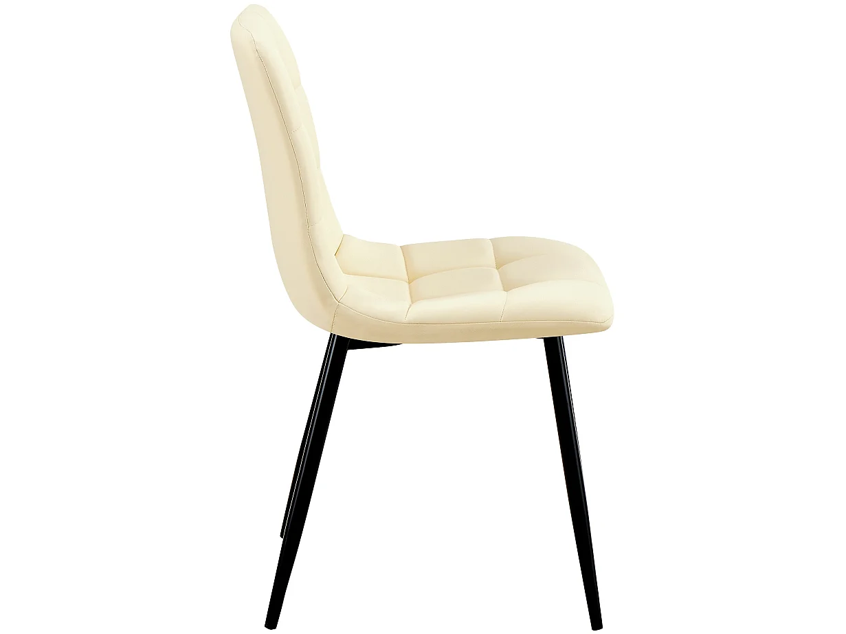 Lot de 4  chaise salle à manger - Similicuir - Crème - Antibes