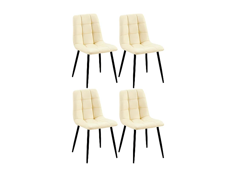 Lot de 4  chaise salle à manger - Similicuir - Crème - Antibes