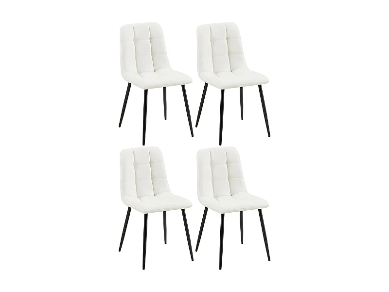 Lot de 4  chaise salle à manger - Similicuir - Blanc - Antibes