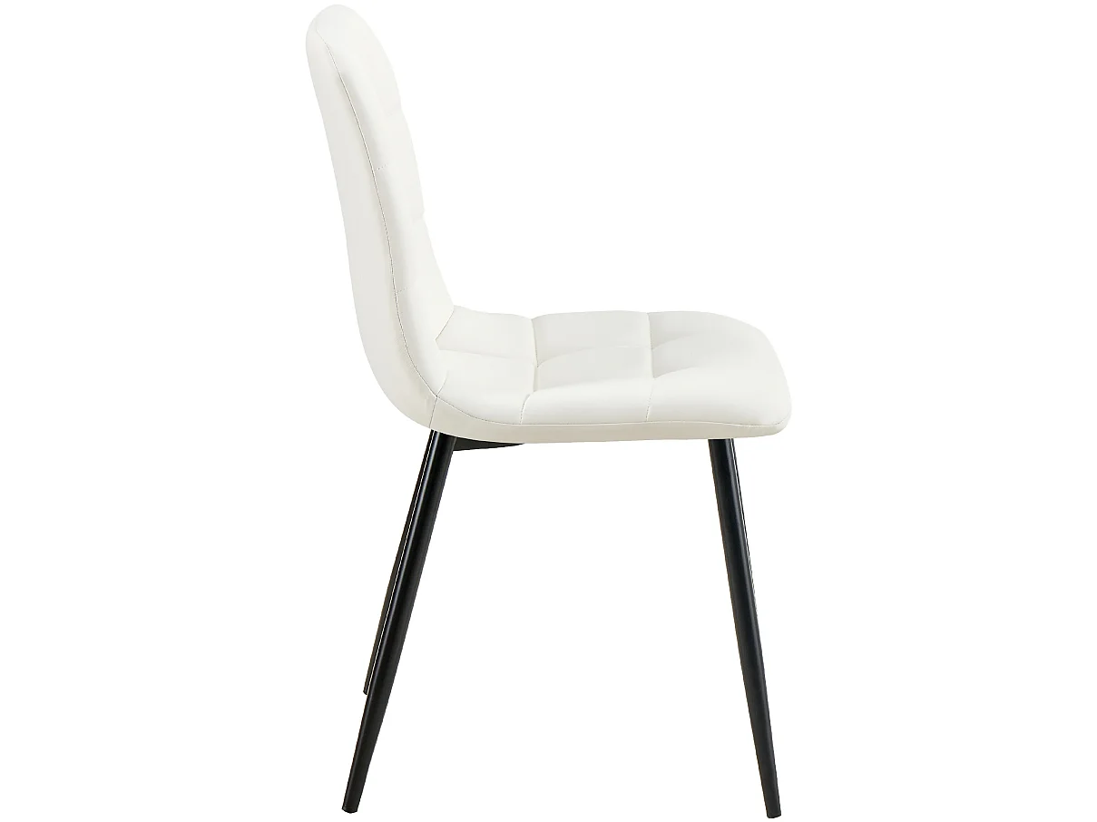 Lot de 4  chaise salle à manger - Similicuir - Blanc - Antibes