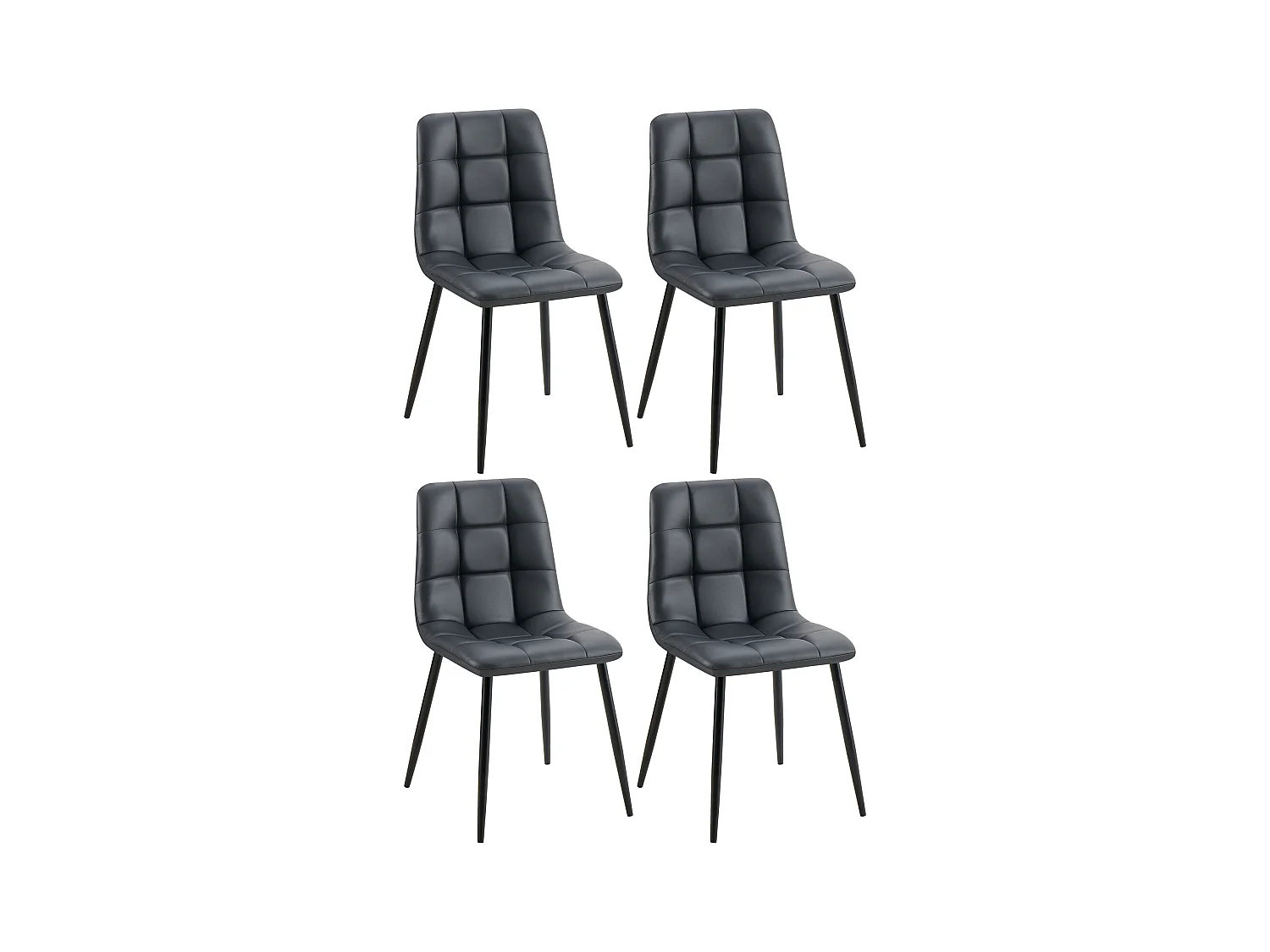 Lot de 4  chaise salle à manger - Similicuir - Noir - Antibes