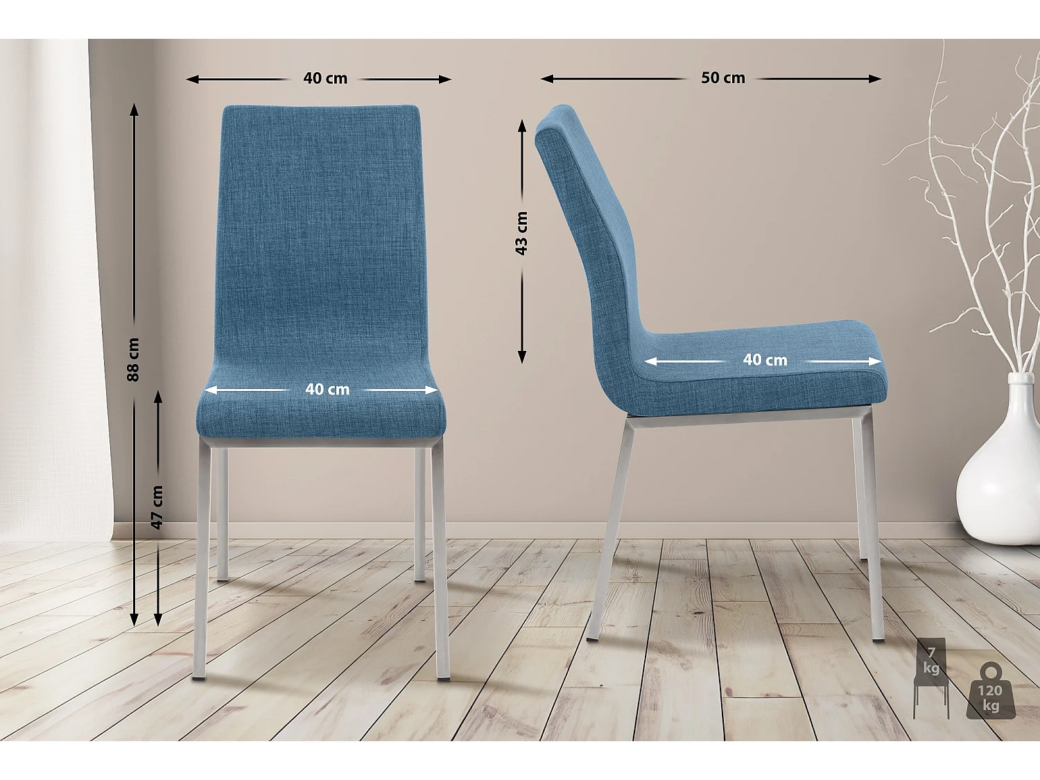 Eetkamerstoelen - Stof - blauw - Colmar