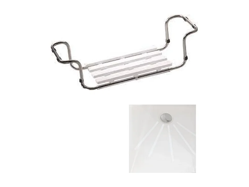Siège de baignoire PMR PELLET inox 304 extensible + Bandelettes anti-dérapantes PMR PELLET x 12