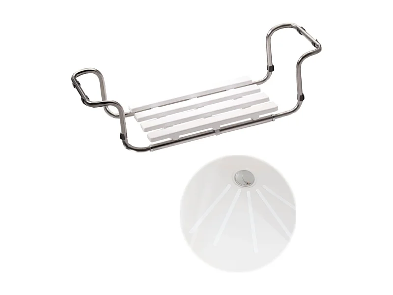 Siège de baignoire PMR PELLET inox 304 extensible + Bandelettes anti-dérapantes PMR PELLET x 12