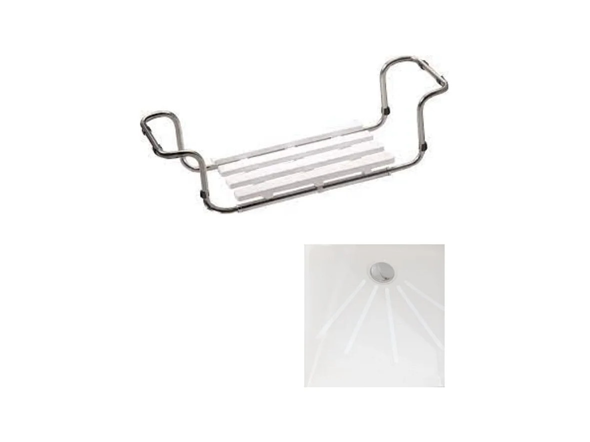 Siège de baignoire PMR PELLET inox 304 extensible + Bandelettes anti-dérapantes PMR PELLET x 12