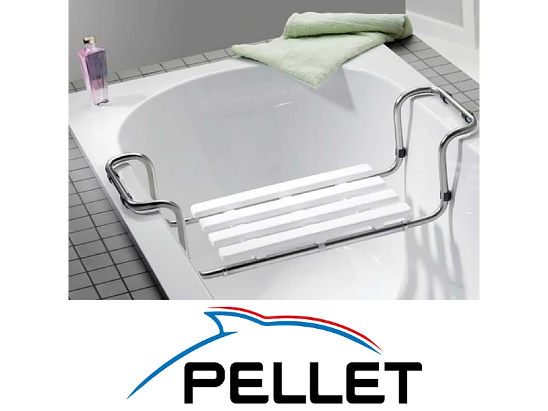 Siège de baignoire PMR PELLET inox 304 extensible + Bandelettes anti-dérapantes PMR PELLET x 12