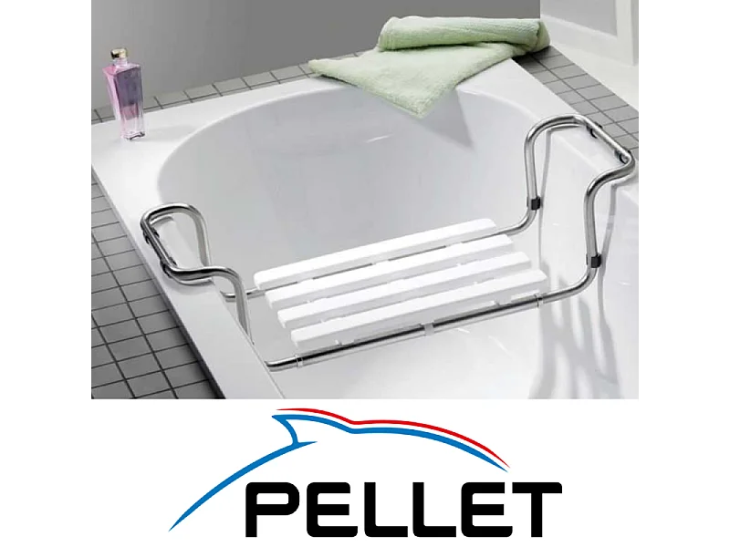 Siège de baignoire PMR PELLET inox 304 extensible + Bandelettes anti-dérapantes PMR PELLET x 12