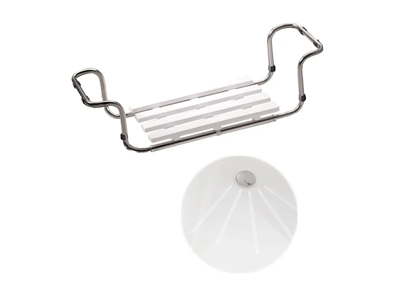 Siège de baignoire PMR PELLET inox 304 extensible + Bandelettes anti-dérapantes PMR PELLET x 12