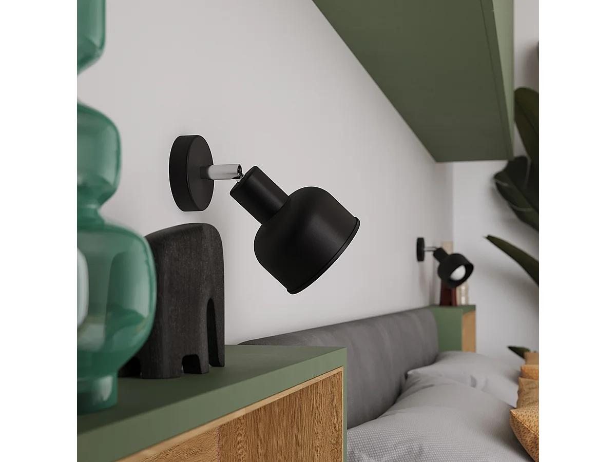 Wandlampen Elba Dachgeschoss Aus  Stahl - 1 Lichtquellen - L.19 X H. Cm - Schwarz