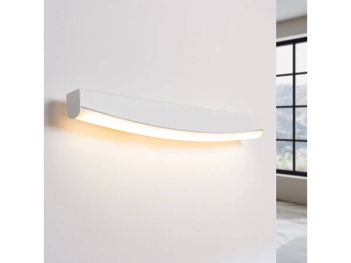 Candeeiros De Parede Jorun Moderno, Aço/Alumínio/Pvc - 1 Lichtbronnen - L.60 X H.7 Cm - Branco