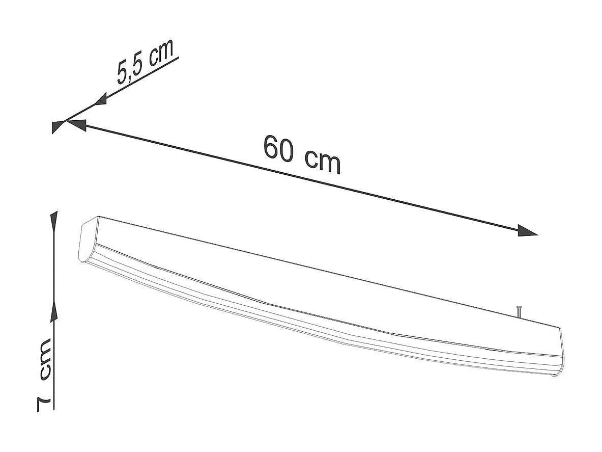 Candeeiros De Parede Jorun Moderno, Aço/Alumínio/Pvc - 1 Lichtbronnen - L.60 X H.7 Cm - Branco