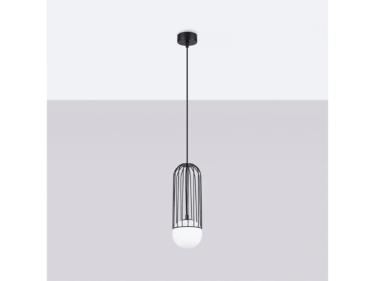 Lámparas Colgantes Brina Moderno De Acero - 1 Fuentes Luminosas - L.12 X A.115 Cm - Negro