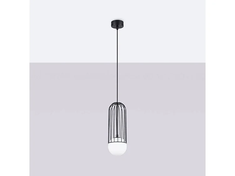 Hanglampen Brina Modern Van  - 1 Lichtbronnen - L.12 X H.115 Cm - Zwart