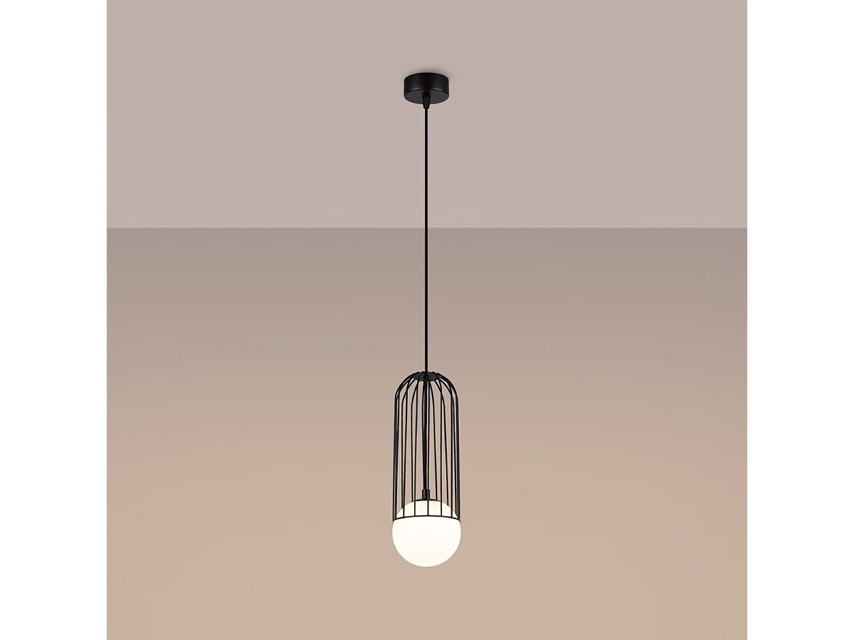 Hanglamp BRINA modern van  - 1 lichtbronnen - L.12 x H.115 cm - zwart