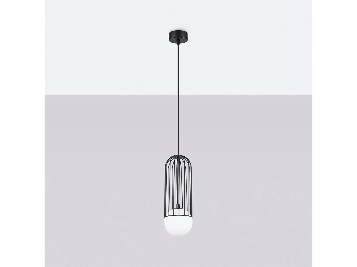 Hanglamp BRINA modern van  - 1 lichtbronnen - L.12 x H.115 cm - zwart
