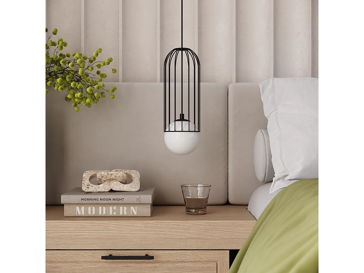 Hanglamp BRINA modern van  - 1 lichtbronnen - L.12 x H.115 cm - zwart