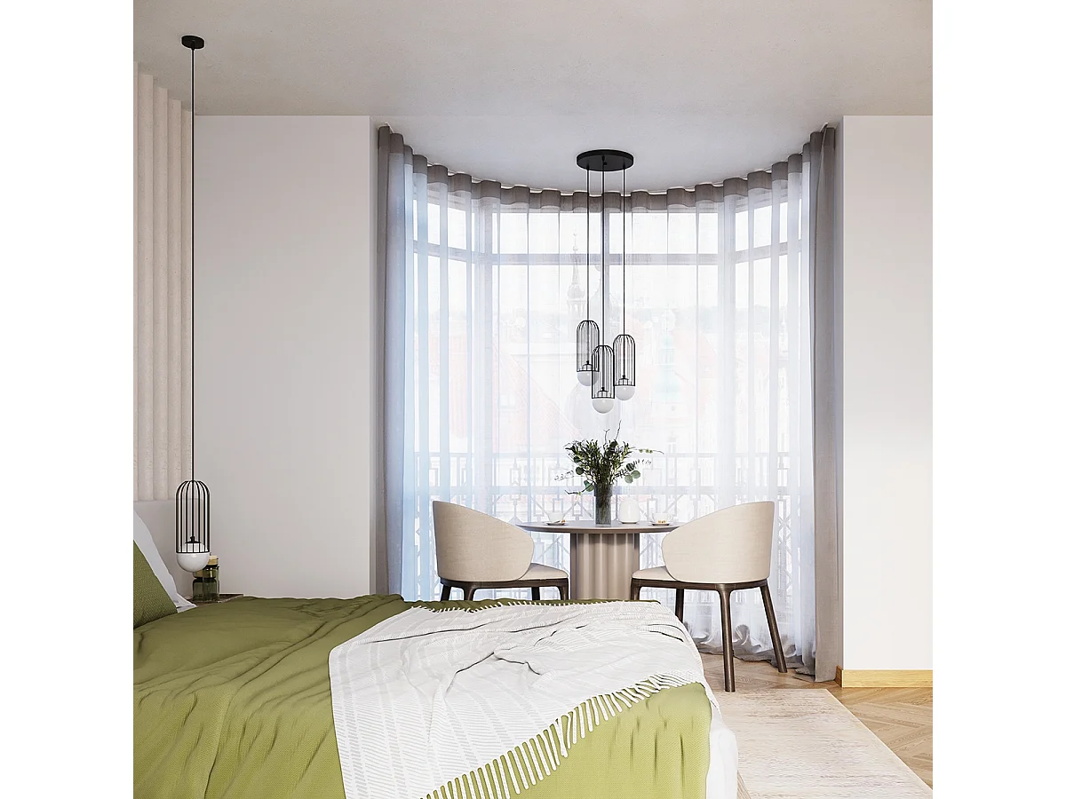 Hanglamp BRINA modern van  - 1 lichtbronnen - L.12 x H.115 cm - zwart