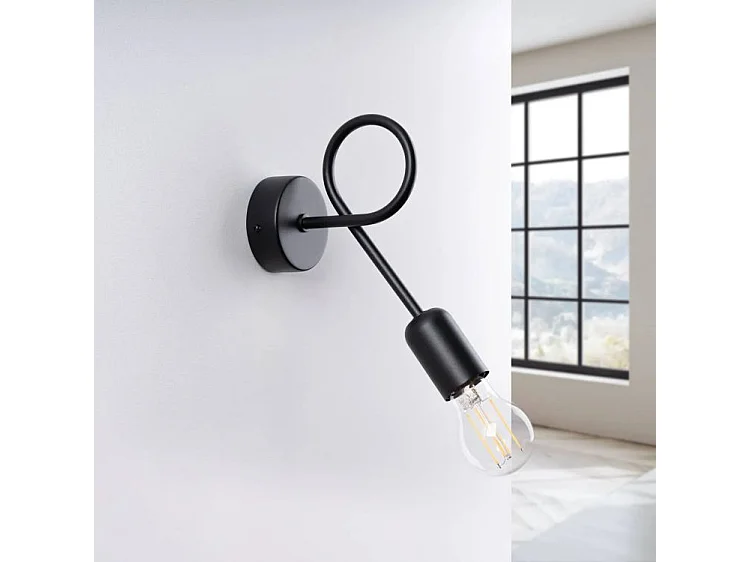 Lampade Da Parete Supeł Industriale Di Acciaio - 1 Sorgenti Luminose - L.25 X A.20 Cm - Nero