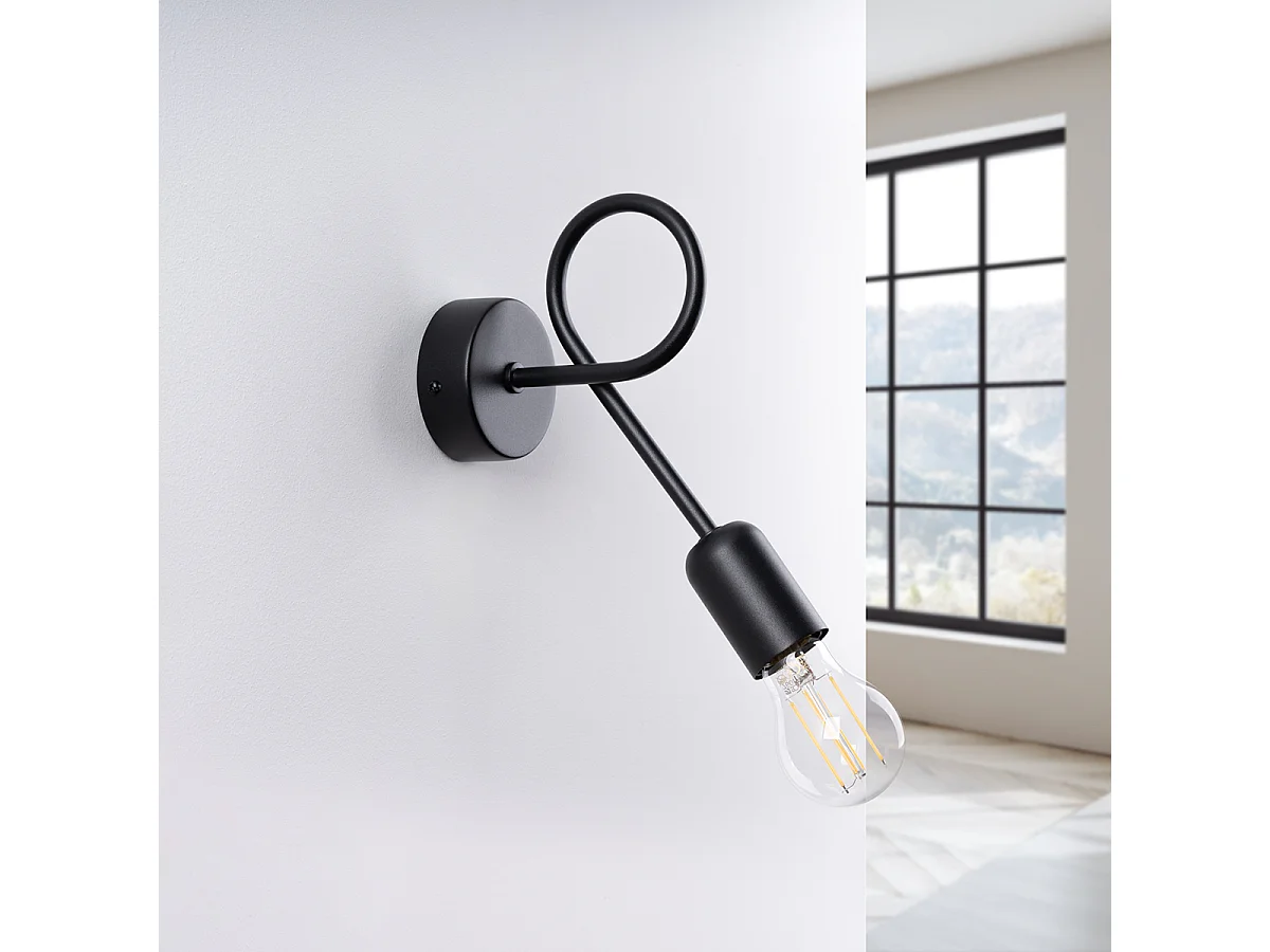 Wandlampen Supeł Industrieel Van  - 1 Lichtbronnen - L.25 X H.20 Cm - Zwart