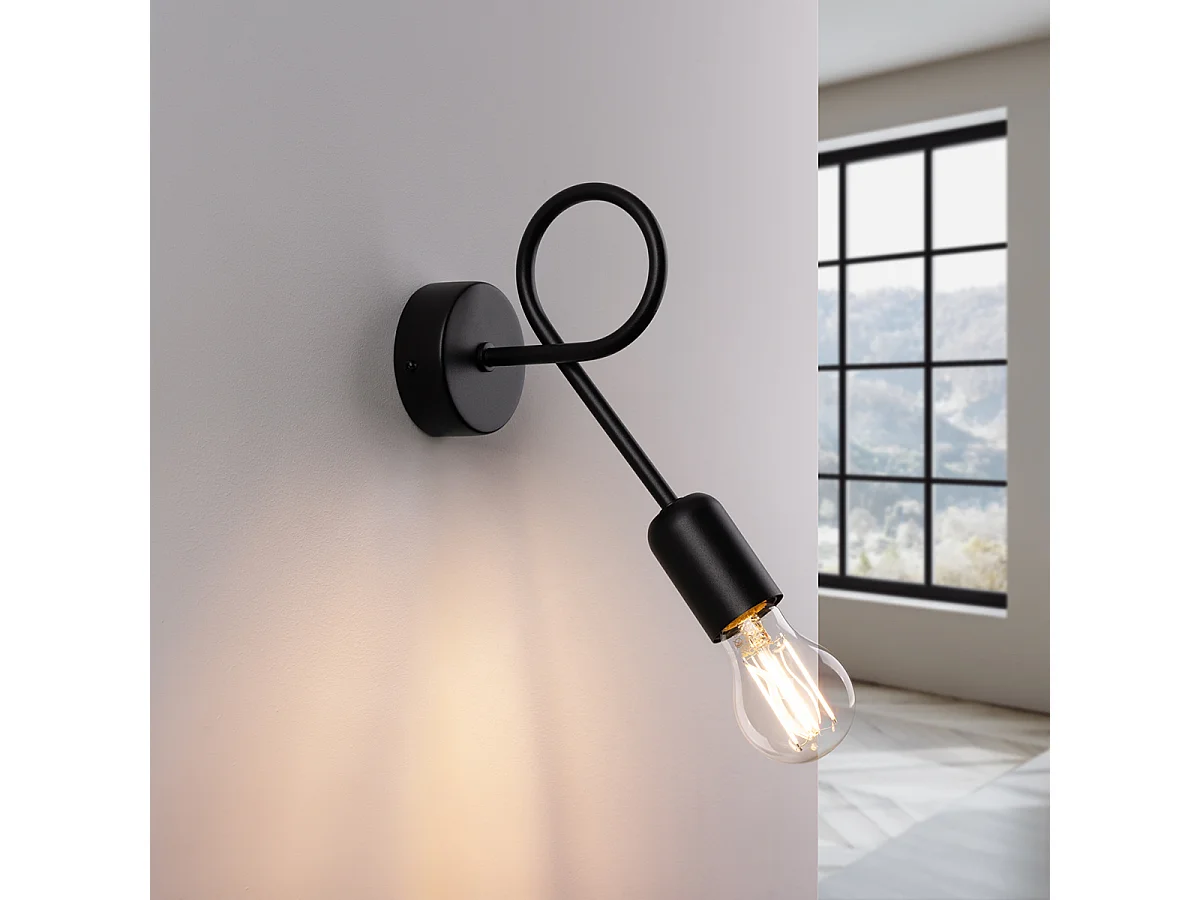 Wandlampen Supeł Industrieel Van  - 1 Lichtbronnen - L.25 X H.20 Cm - Zwart