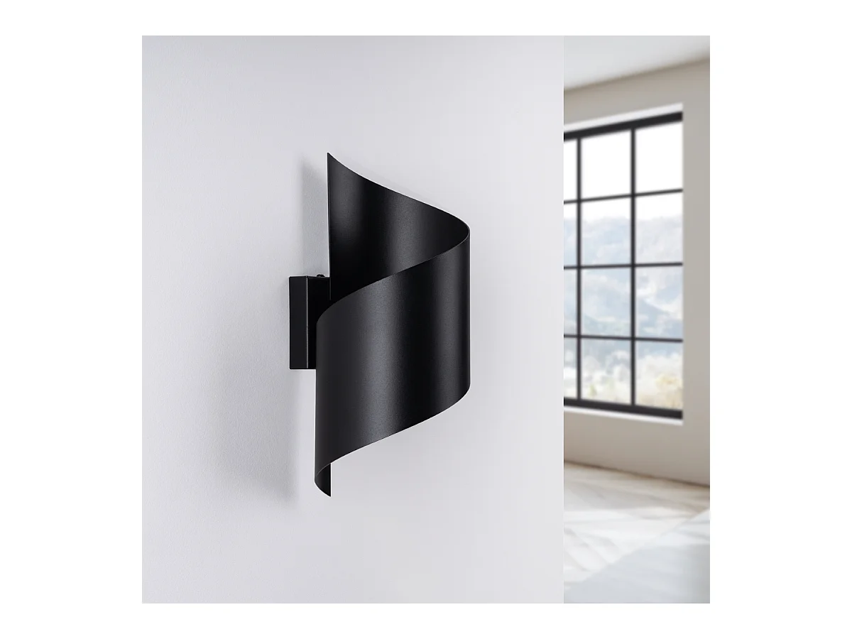 Appliques Talassa Moderne En Acier - 1 Sources Lumineuses - L.15 X H.31 Cm - Noir