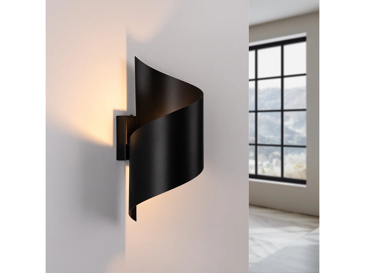 Applique Talassa Moderne En Acier - 1 Sources Lumineuses - L.15 X H.31 Cm - Noir