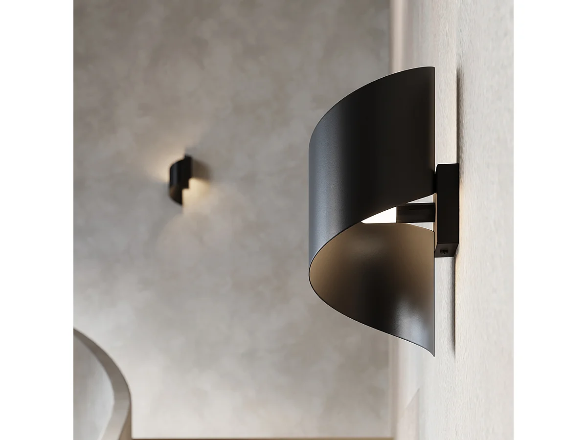 Applique Talassa Moderne En Acier - 1 Sources Lumineuses - L.15 X H.31 Cm - Noir