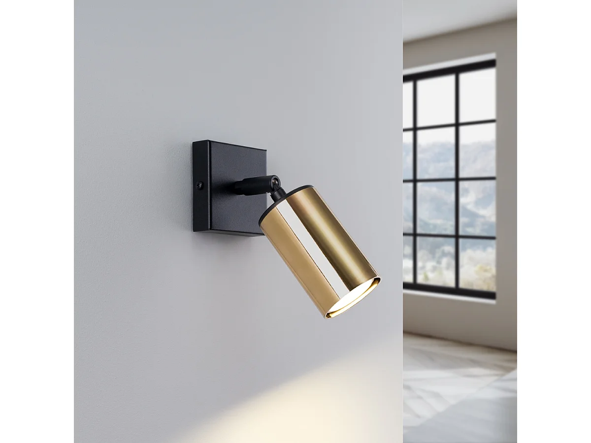 Wandlampen Winx Modern Aus  Stahl - 1 Lichtquellen - L.8 X H. Cm - Schwarzes Gold