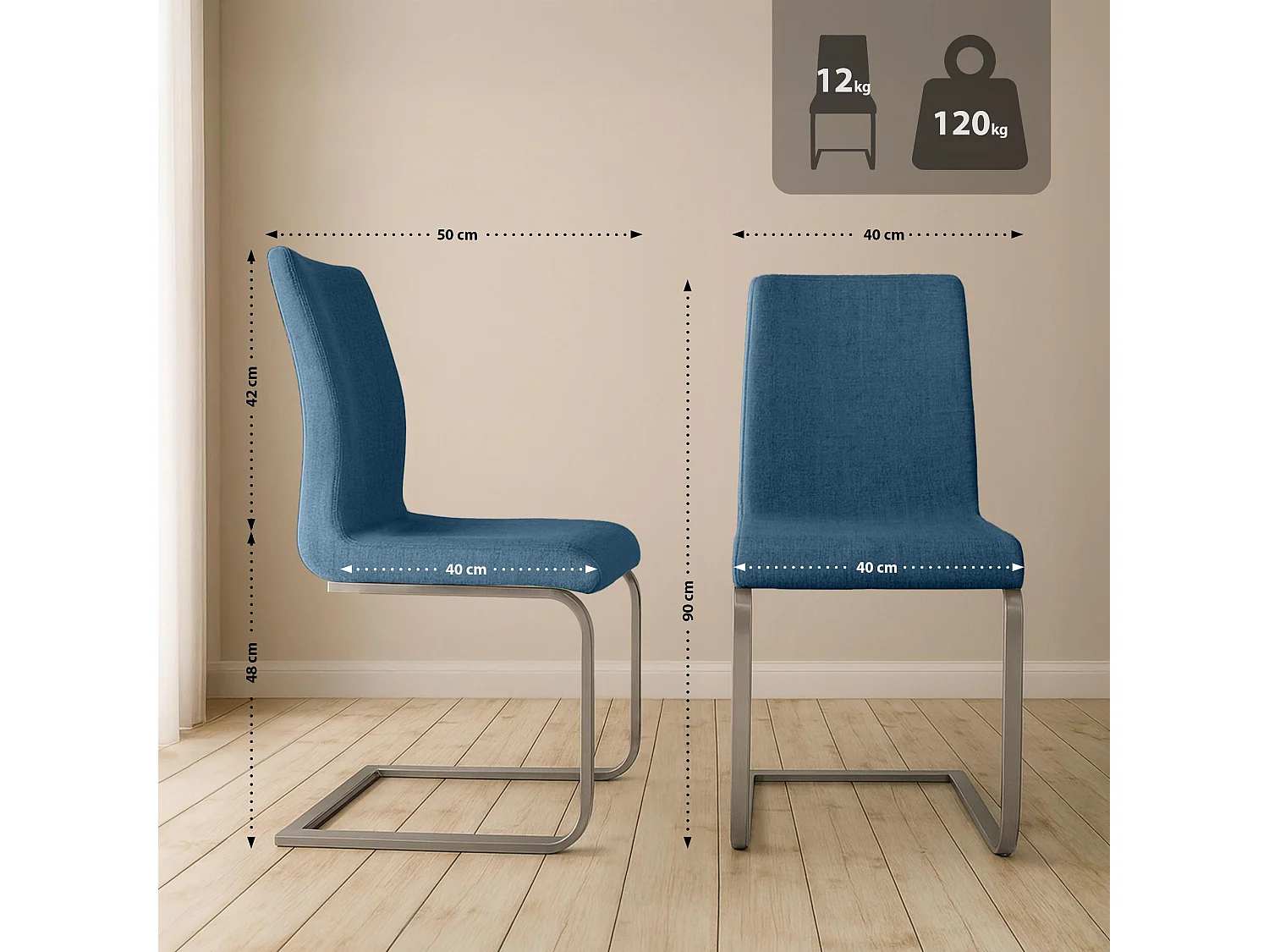 chaises oscillantes - Tissu - Bleu - Belfort