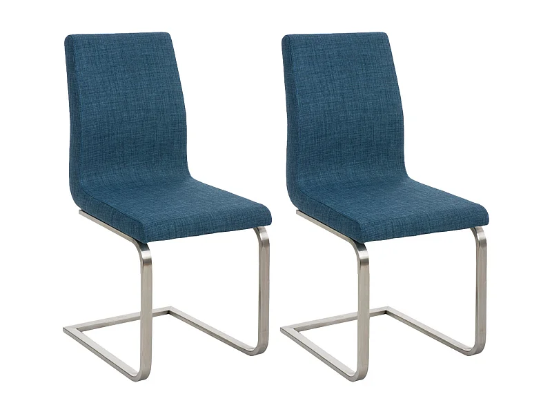 Lot de 2  chaises oscillantes - Tissu & Blanc - Bleu - Belfort