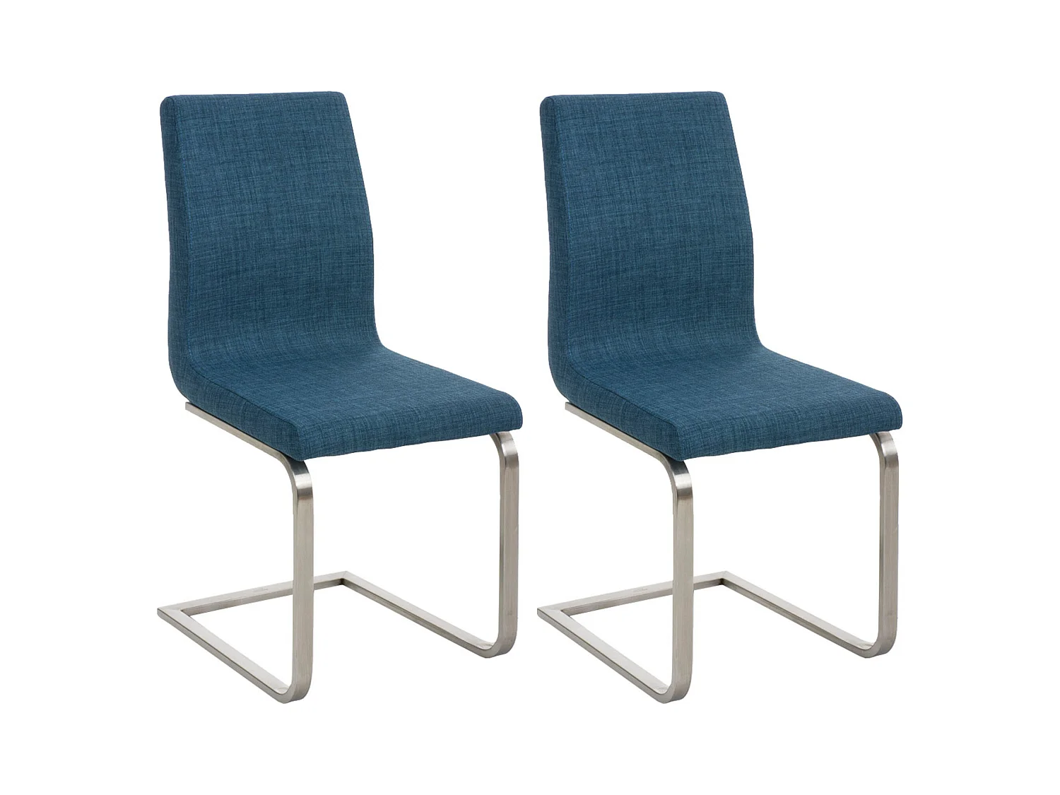 Lot de 2  chaises oscillantes - Tissu & Blanc - Bleu - Belfort