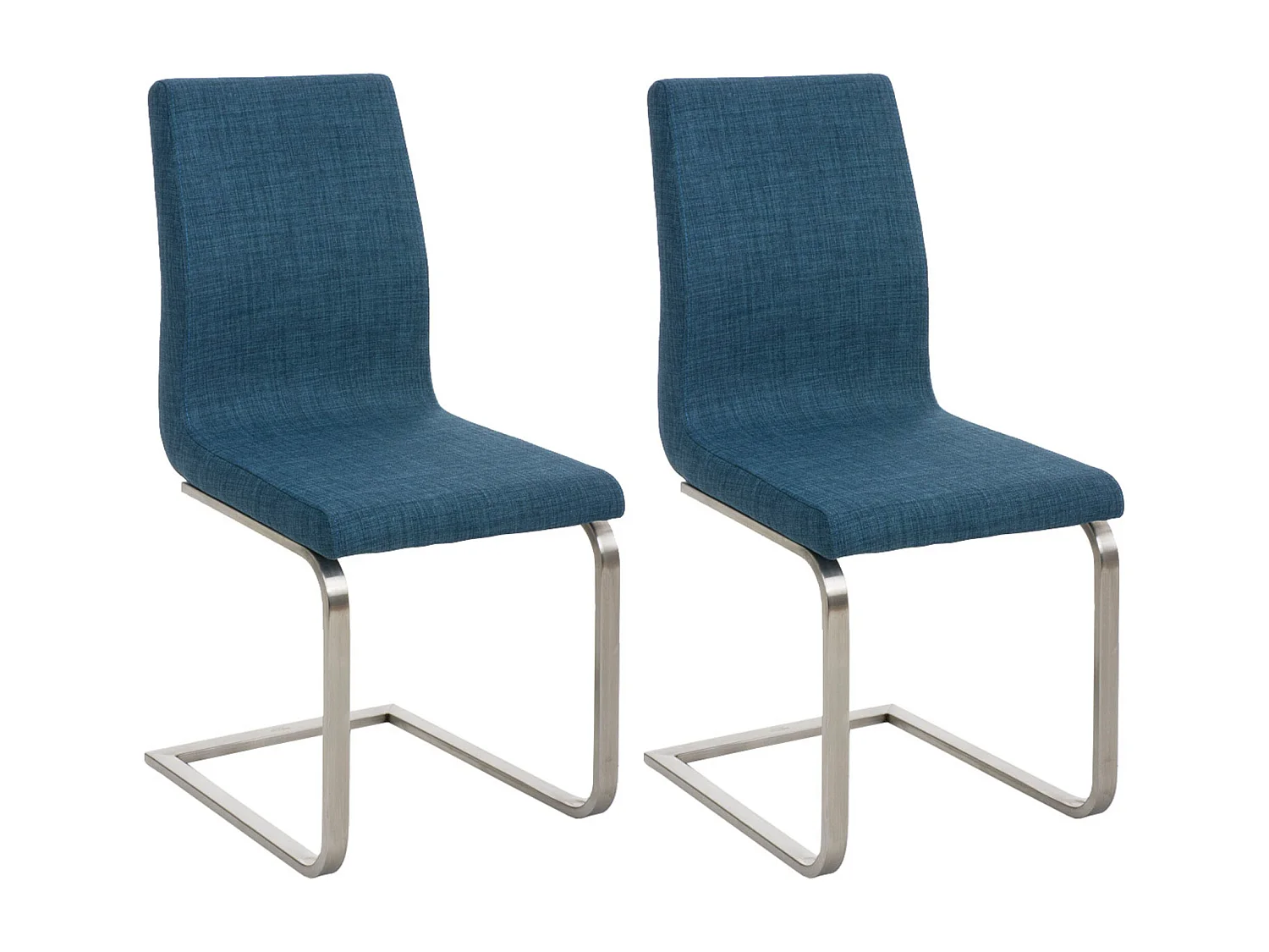 Lot de 2  chaises oscillantes - Tissu & Blanc - Bleu - Belfort