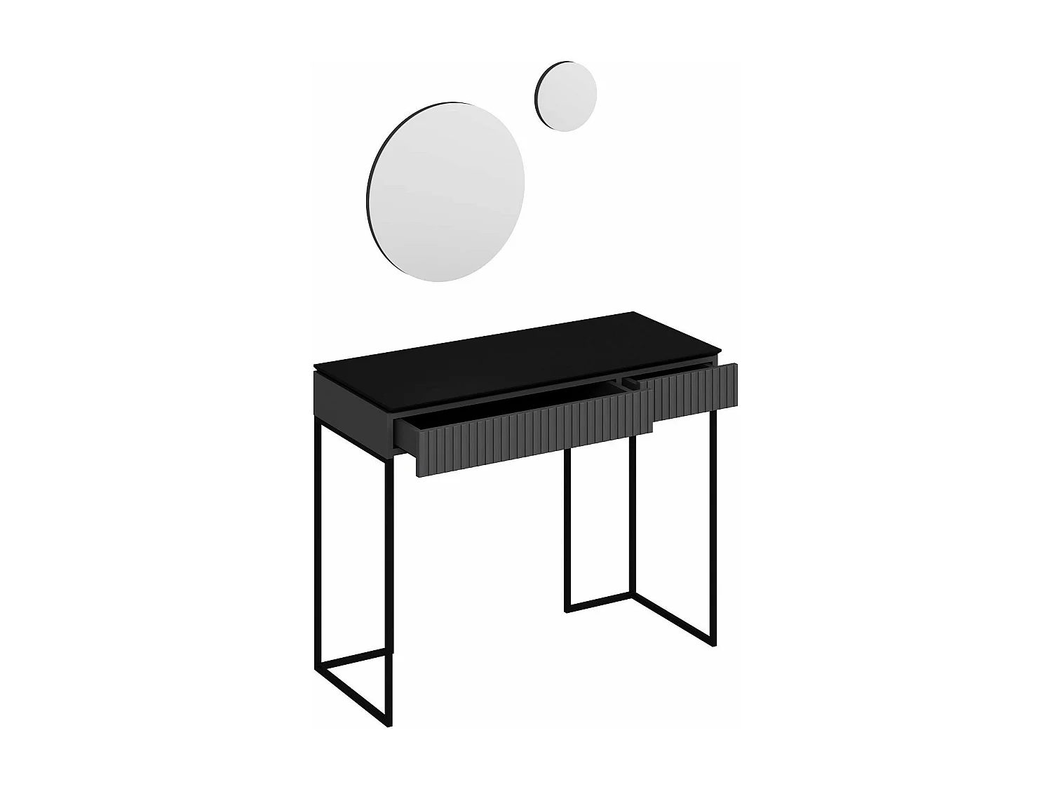 Console moderne 2 tiroirs avec 2 miroirs Tokel L105cm Anthracite