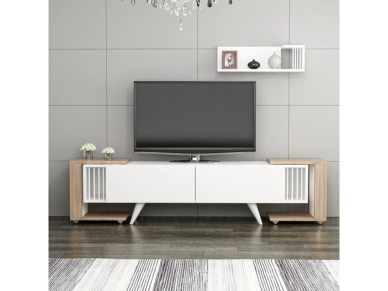 Móvel de TV-Leron-Nogueira Branco