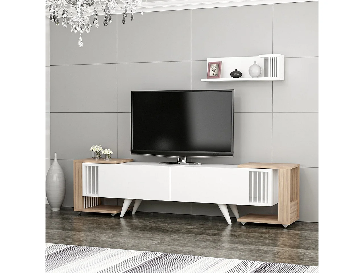 Móvel de TV-Leron-Nogueira Branco