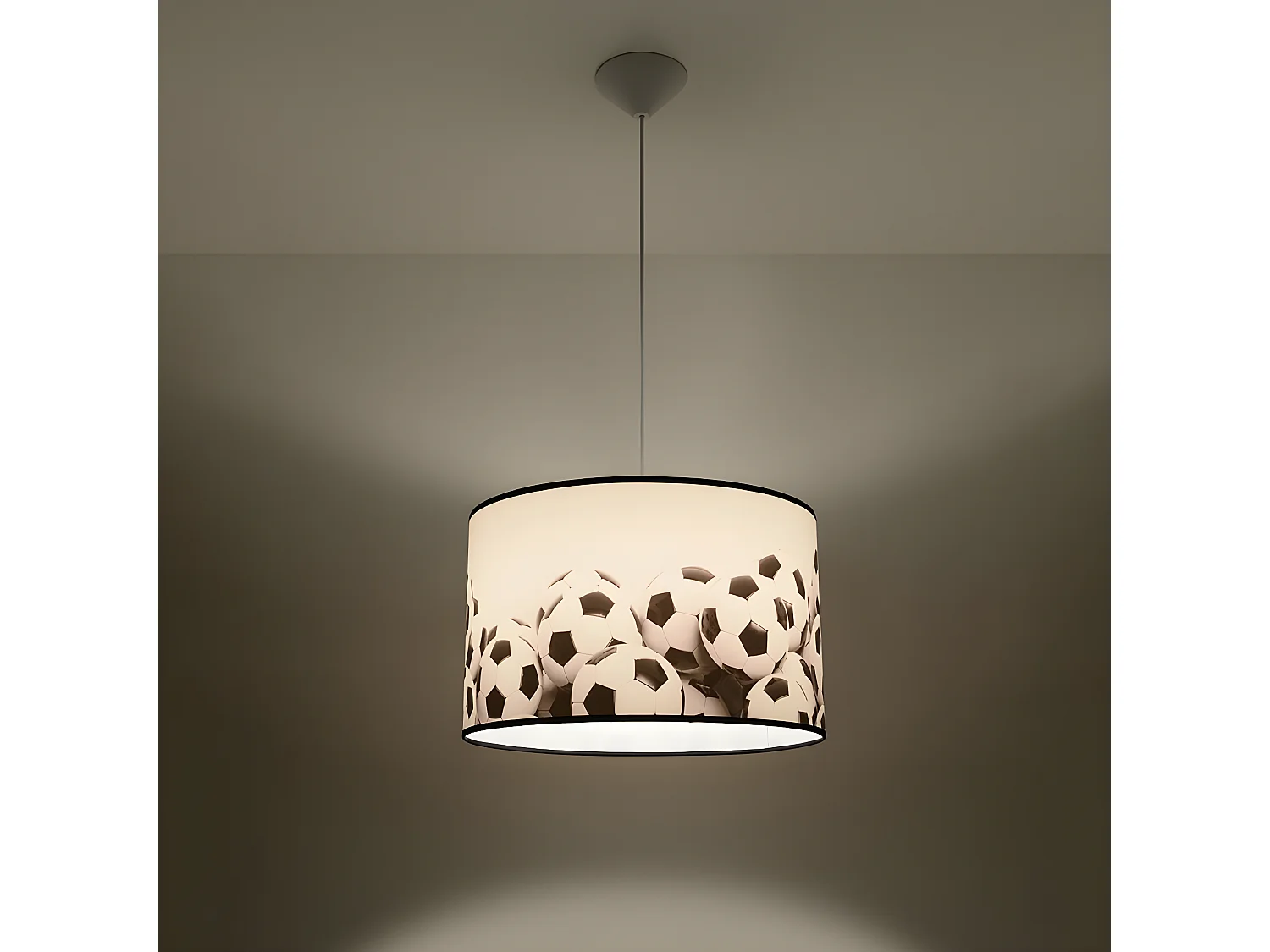 Luminárias Pendentes Piłka Moderno, Pvc - 1 Lichtbronnen - L.40 X H.82 Cm - Branco Preto