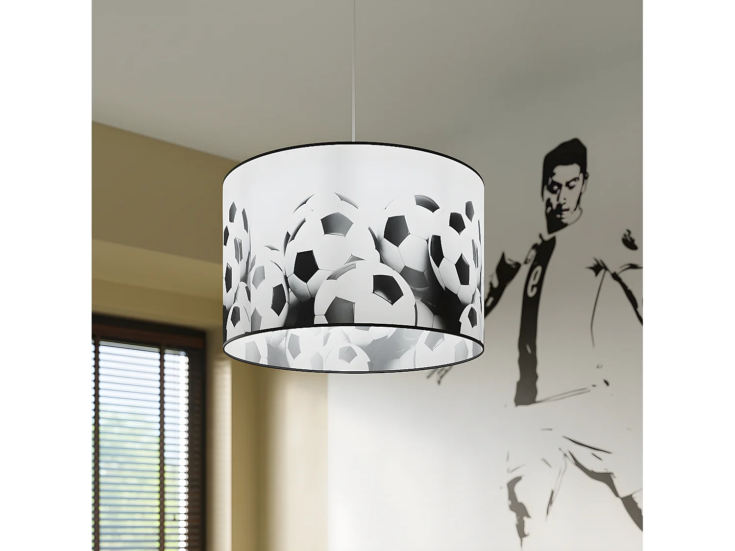 Luminárias Pendentes Piłka Moderno, Pvc - 1 Lichtbronnen - L.40 X H.82 Cm - Branco Preto