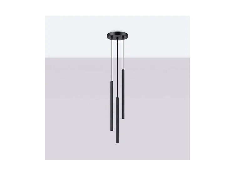 Pendentif Arche Moderne En Acier - 3 Sources Lumineuses - L.20 X H.120 Cm - Noir