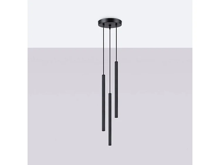 Pendentif Arche Moderne En Acier - 3 Sources Lumineuses - L.20 X H.120 Cm - Noir