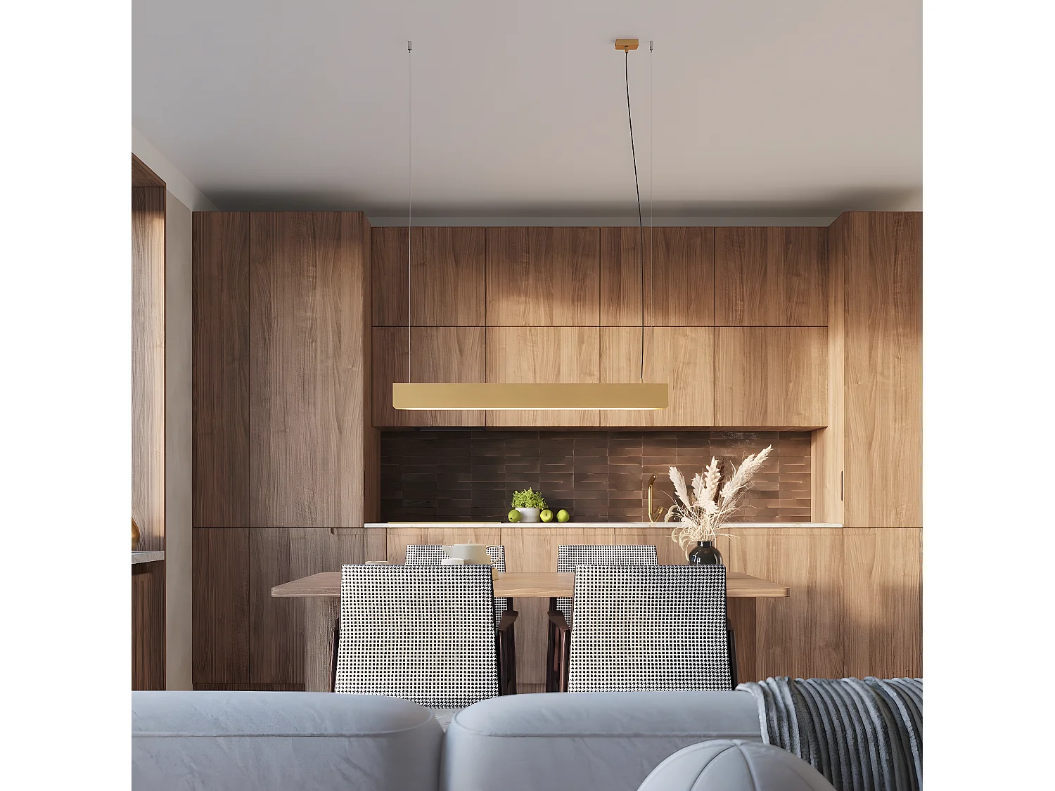 Lampy Wiszące Nowoczesny Spark, Stal - 1 Źródło - L.100 X H.120 Cm - Złoty