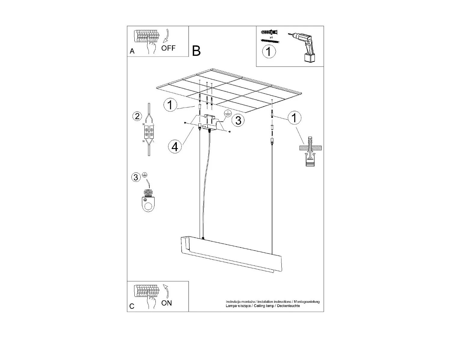 Lampy Wiszące Nowoczesny Spark, Stal - 1 Źródło - L.100 X H.120 Cm - Złoty