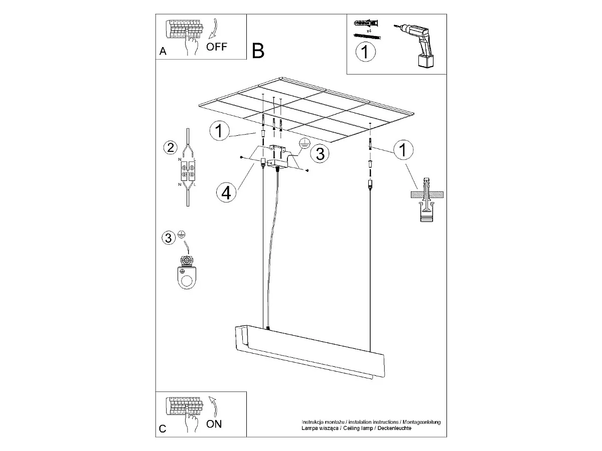 Lampe Suspendues Spark Moderne En Acier - 1 Sources Lumineuses - L.100 X H.120 Cm - Doré