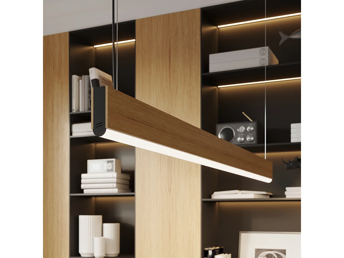 Lampes Suspendues Lykke Moderne En Bois - 1 Sources Lumineuses - L.150 X H.150 Cm - Chêne