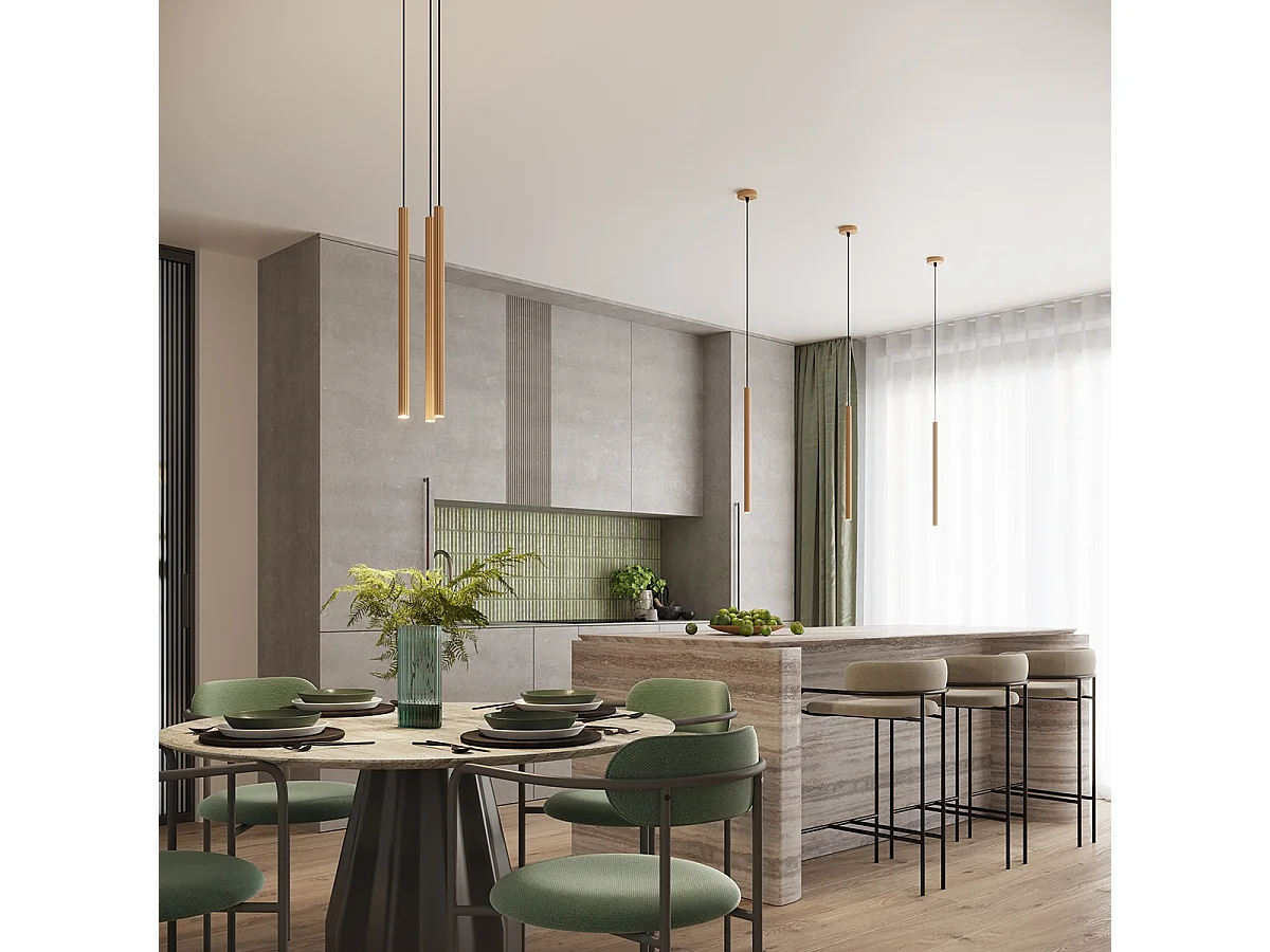 Pendelleuchten Arche Modern Aus  Stahl - 1 Lichtquellen - L.8 X H. Cm - Golden