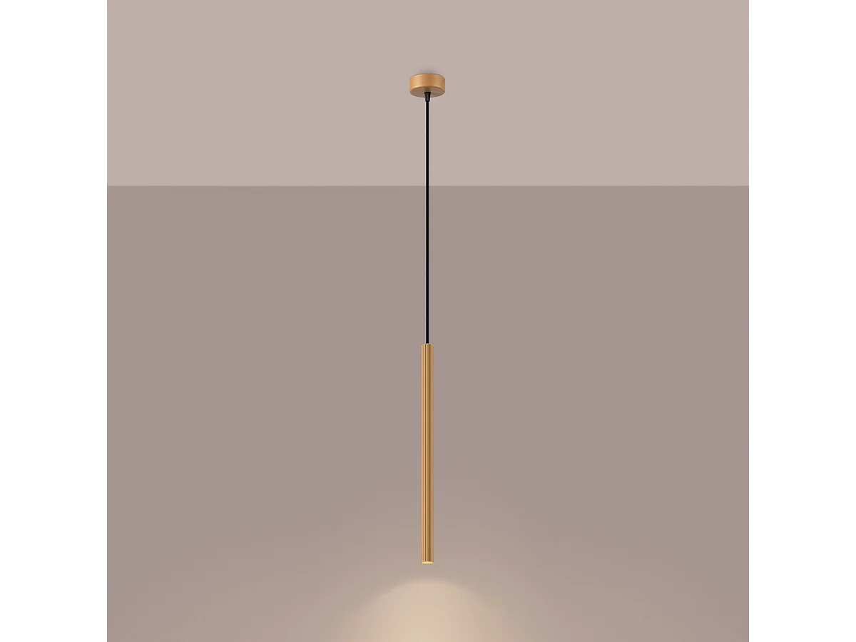 Lampada a sospensione ARCHE moderno di acciaio - 1 sorgenti luminose - L.8 x A.120 cm - d'oro