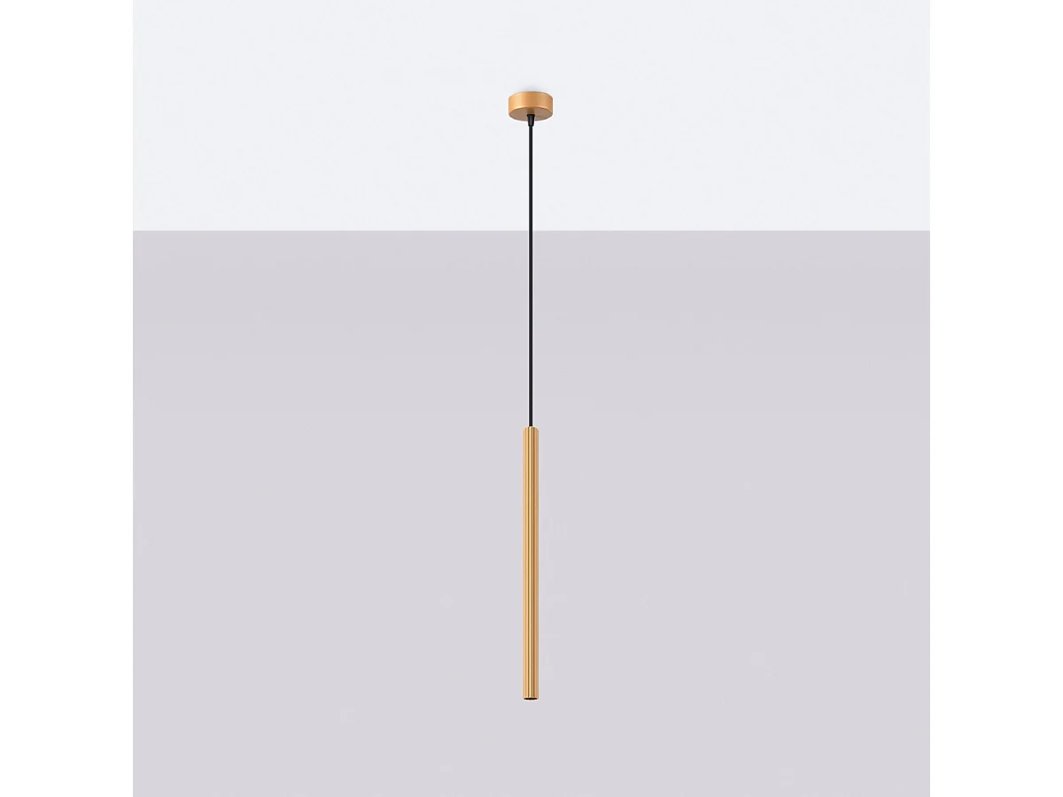 Lampada a sospensione ARCHE moderno di acciaio - 1 sorgenti luminose - L.8 x A.120 cm - d'oro