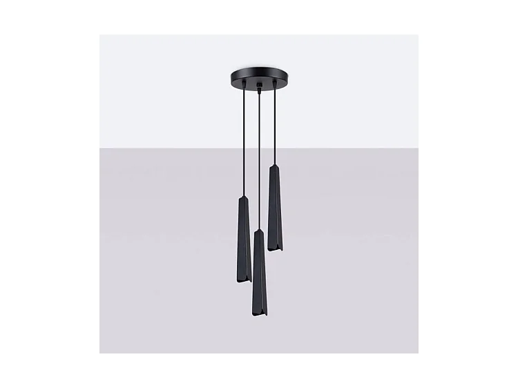 Lampes Suspendues Prysm Scandinave En Acier - 3 Sources Lumineuses - L.19,5 X H.120 Cm - Noir