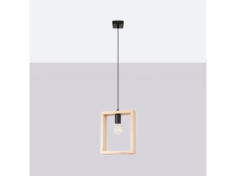 Pendelleuchten Aries Skandinavisch Aus  Stahl/Holz - 1 Lichtquellen - L.24 X H. Cm - Naturholz